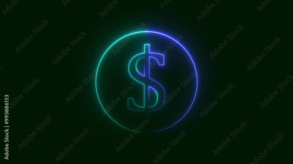 Neon dollar icon animation,Glowing neon dollar sign . Neon dollar icon animation,Glowing neon dollar sign .