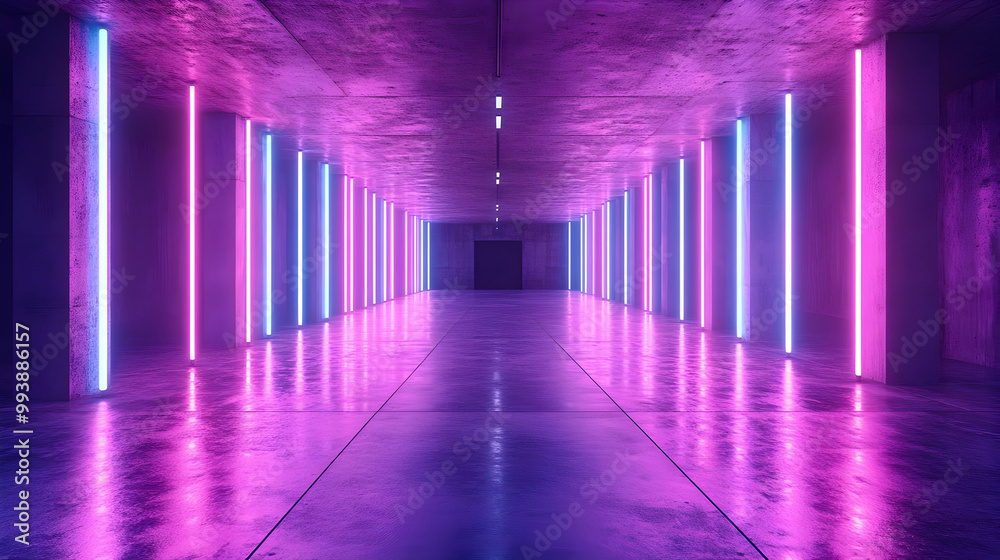 3D Neon Lights Corridor Illustration 3D Neon Lights Corridor Illustration