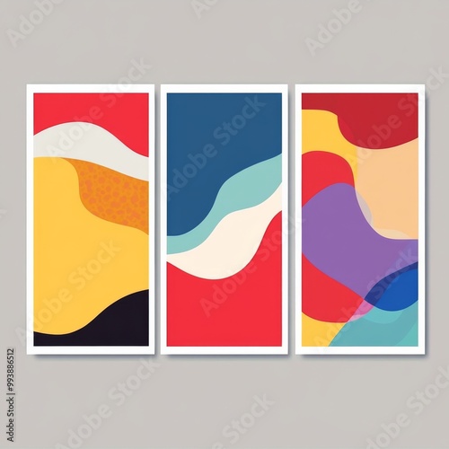 set of three frame Modern Abstract Covers Set Featuring Colorful Geometric Backgrounds - Minimalist Design Vector Illustration