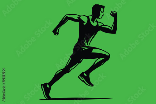 Running man silhouette vector illustrations