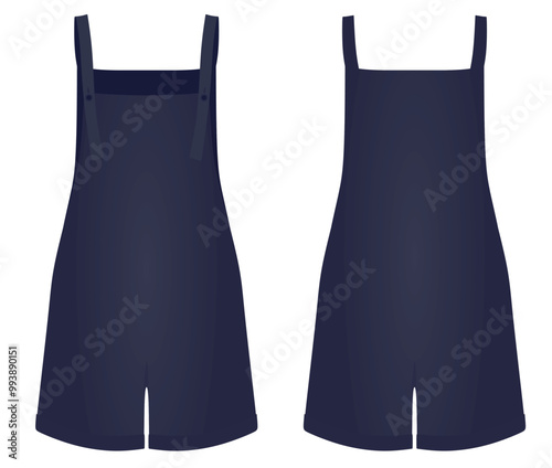Blue female romper pants. vector