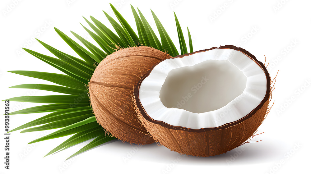 Tropical Delight: Whole and Halved Coconut design Tropical Delight: Whole and Halved Coconut design