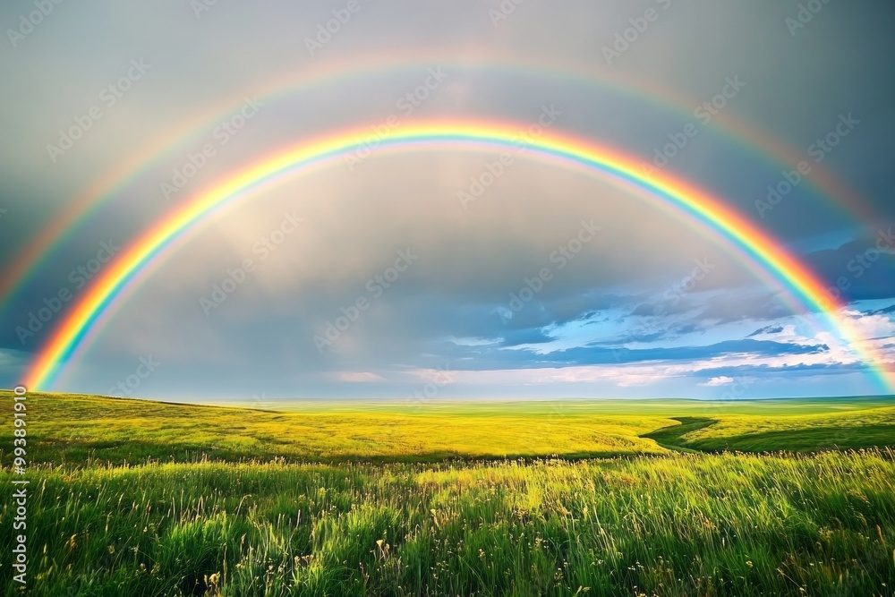 Double Rainbow Over Lush Green Field - Nature Photography Double Rainbow Over Lush Green Field - Nature Photography