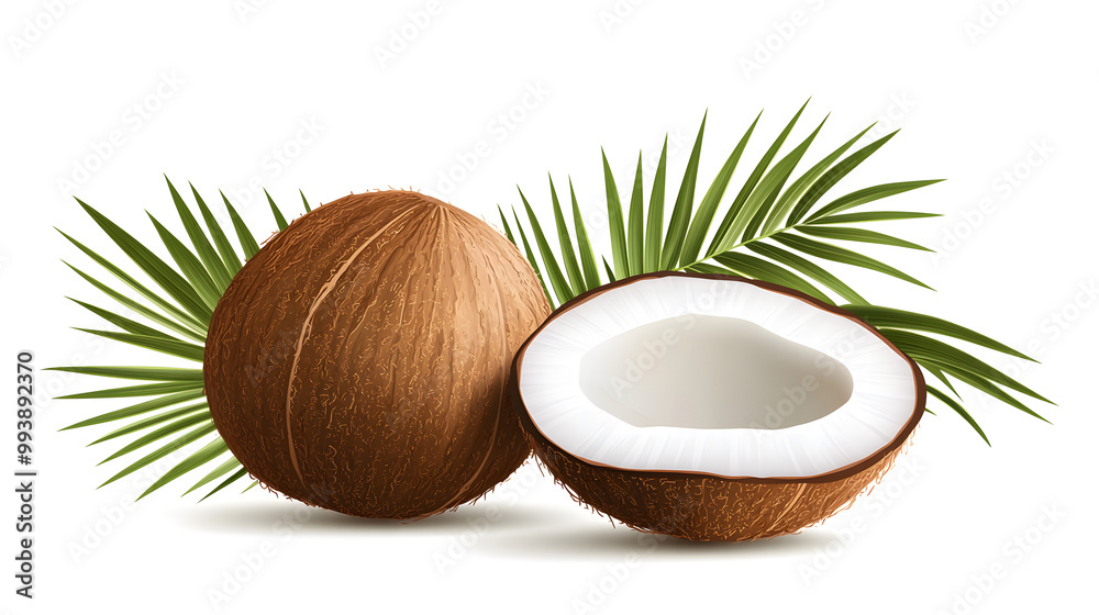 Tropical Delight: Whole and Halved Coconut design Tropical Delight: Whole and Halved Coconut design