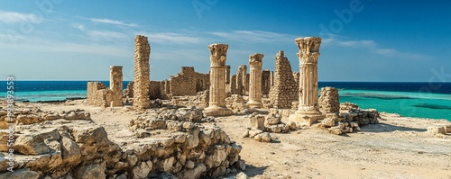 Failaka Island Ruins The ancient archaeological ruins on Failaka Island, with crumbling stone walls and columns photo