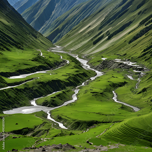 landscape with mountains and river