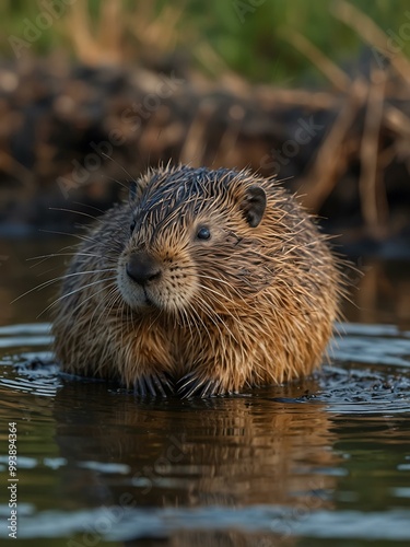 Nutria (Myocastor coypus) in its habitat.