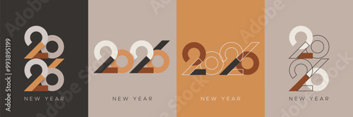 Minimalist and clean design of 2026 new year with elegant colours. 2026 new year greeting concept