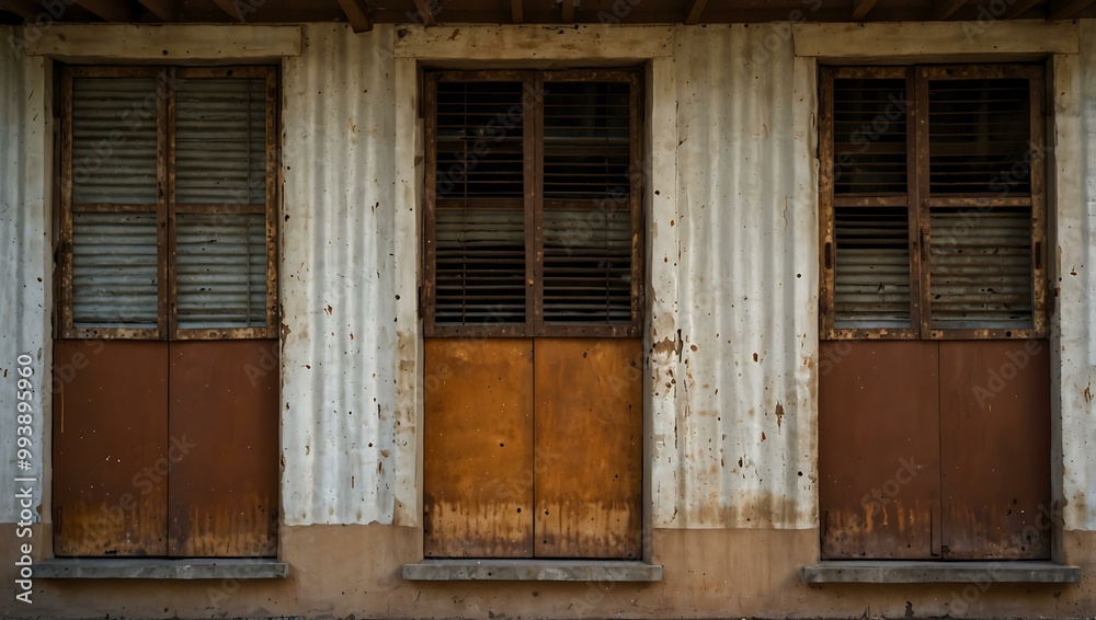 Old rusted rolling shutters as a backdrop. Old rusted rolling shutters as a backdrop.