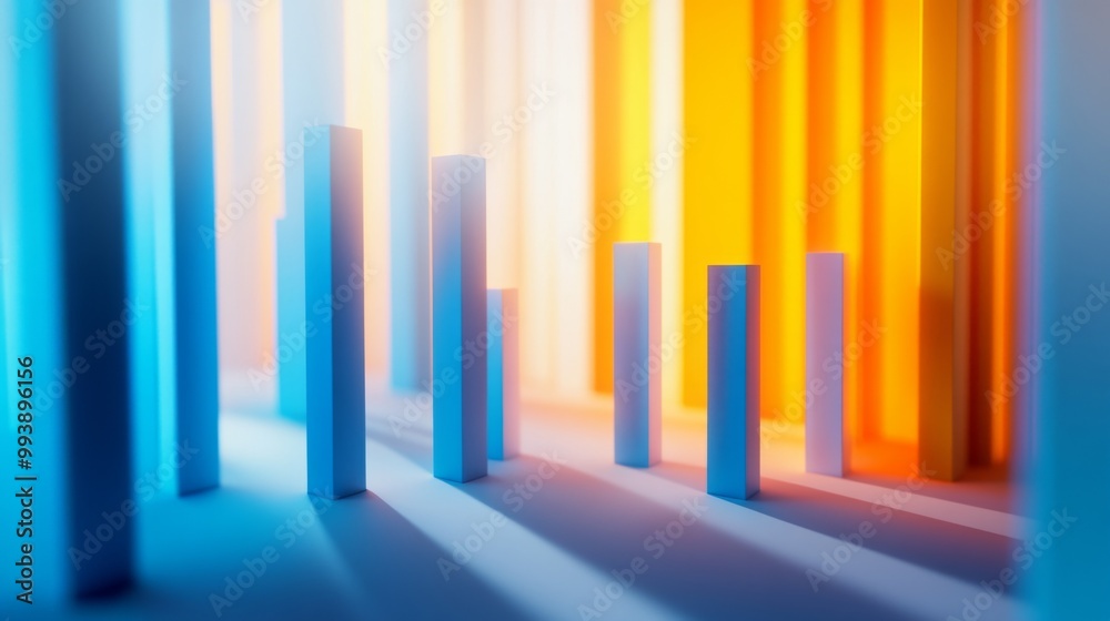 A vibrant 3D bar chart in shades of blue and orange, set against a white background with shadows cast by the bars to create a sense of depth and dimension. A vibrant 3D bar chart in shades of blue and orange, set against a white background with shadows cast by the bars to create a sense of depth and dimension.