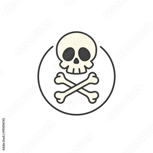 Skull and Crossbones Symbol. Pirate Icon. Skeleton Graphic for Halloween. 