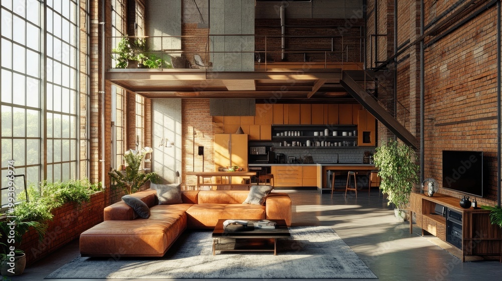 Loft interior design of modern living room, home Loft interior design of modern living room, home