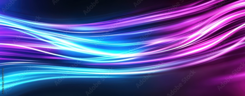 Fototapeta premium Abstract Glowing Purple and Blue Curved Lines Neon Light Effect Background