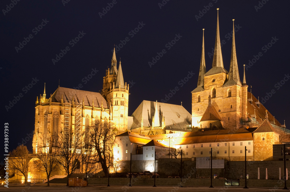 Erfurter Dom St. Marien und Kirche St. Severi, Erfurt,Thüringen, Deutschland