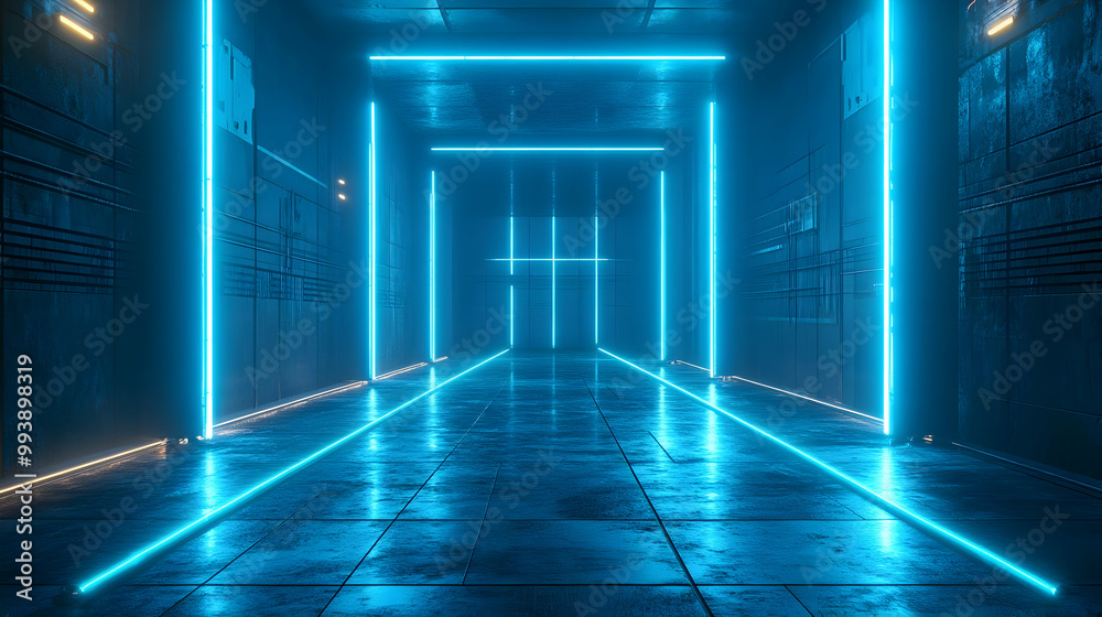 3D Futuristic Corridor with Neon Lights 3D Futuristic Corridor with Neon Lights