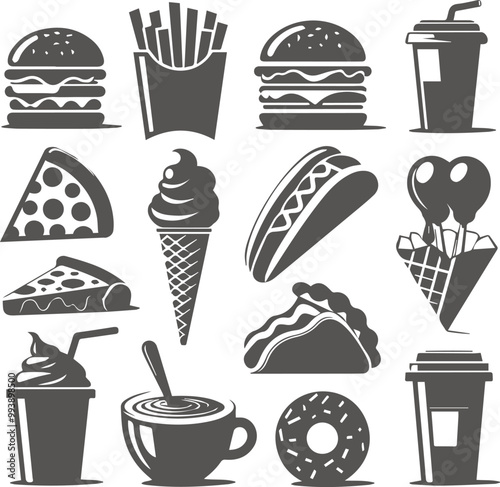 Fast Food Vector Silhouette Collection Fast food Vector illustration_11.eps