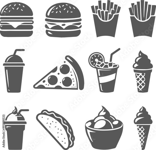 Fast Food Vector Silhouette Collection Fast food Vector illustration_12.eps