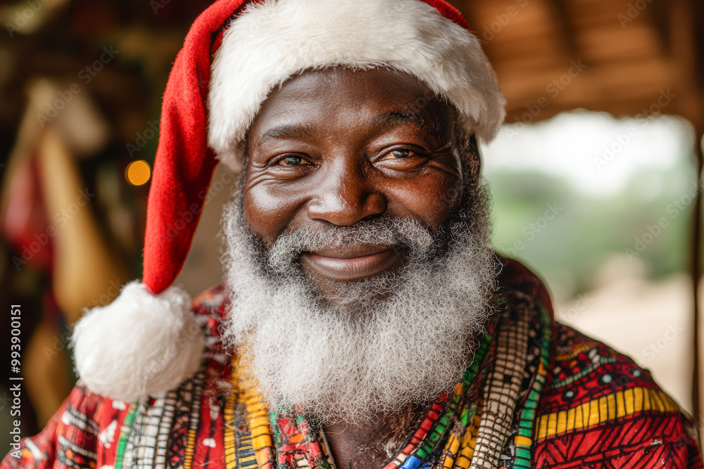 Portrait of a smiling African Santa Claus
