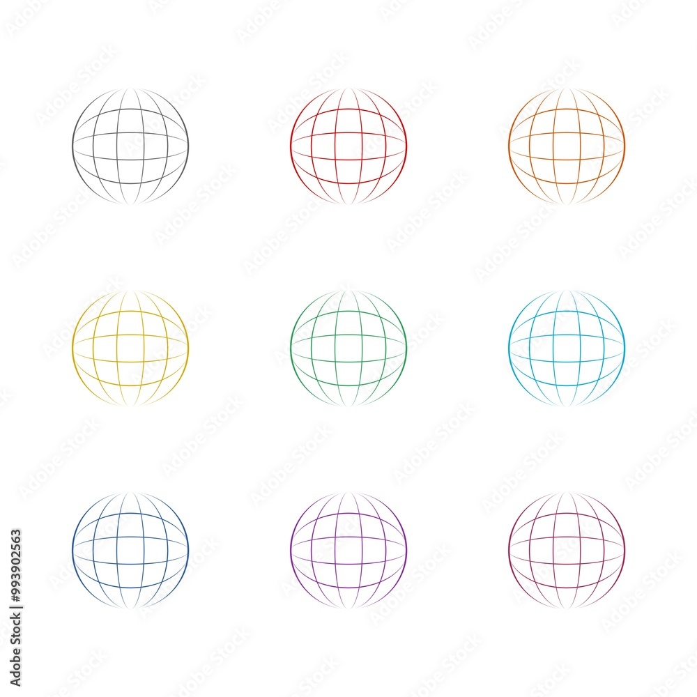 Earth globe planet icon. Web icon isolated on white background. Set icons colorful Earth globe planet icon. Web icon isolated on white background. Set icons colorful