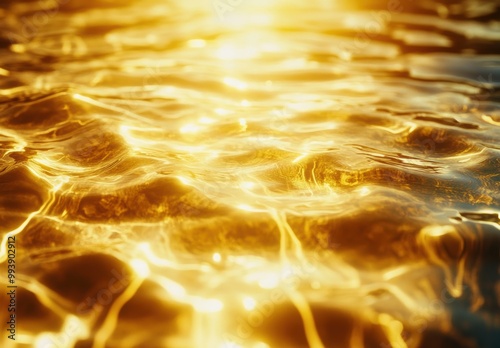 Golden Water Ripples Texture Abstract Sunset Reflection Background