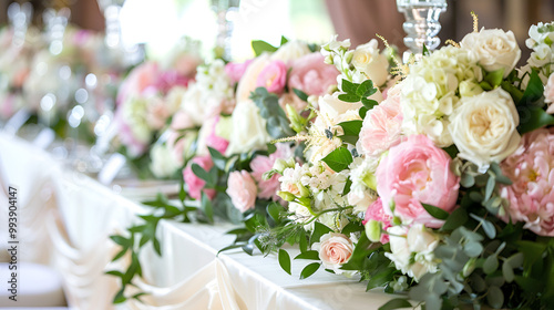 Wedding table decoration with flowers