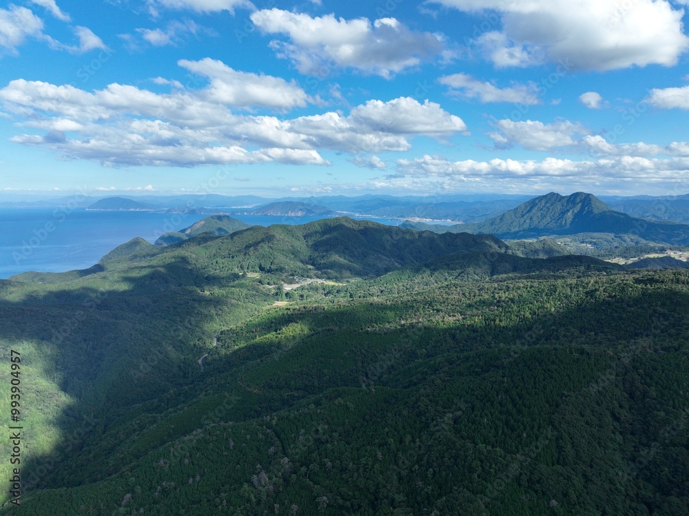 Naklejka premium 京都 舞鶴市の空山展望台 ドローン空撮