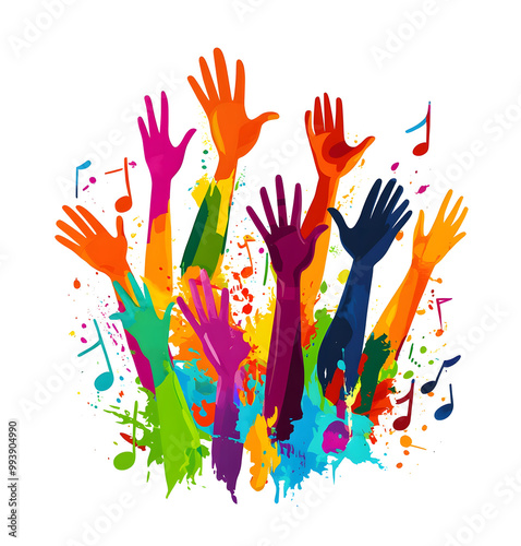 Celebration of Music and Joy: Colorful Hands in Harmony design