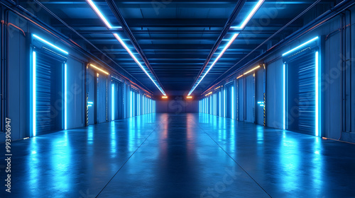 Neon Lights Corridor 3D Render