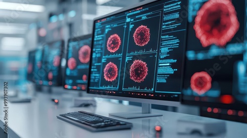 Artificial intelligence analyzing medical data for cancer detection, futuristic healthcare, colorectal cancer, AI in medicine