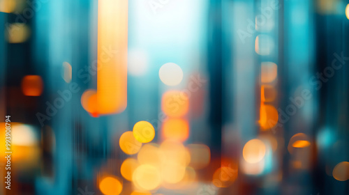 Dimly lit skyline of a bustling city its towering skiers blending together in a dreamy defocused effect