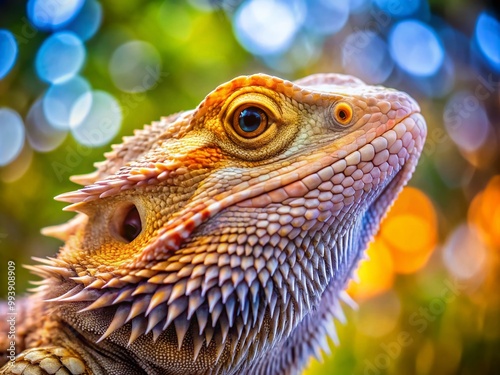 Close-up of a Bearded Dragon's Ear Showcasing Unique Scales and Texture in Natural Habitat