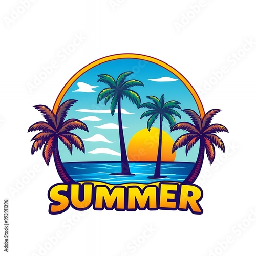 Wallpaper Mural Summer Palm Tree Logo Design Torontodigital.ca