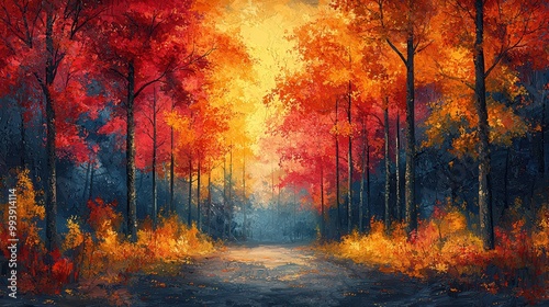 Vibrant Autumn Forest with Colorful Foliage