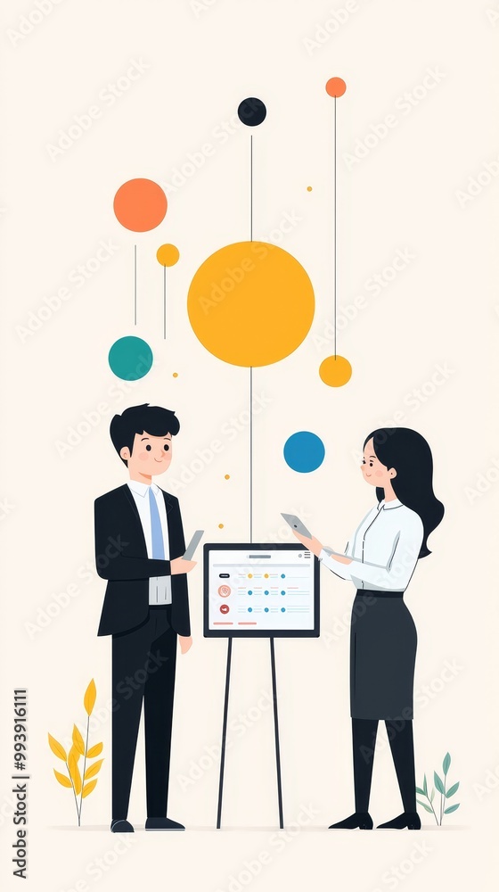 Business Team Reviewing Brand Strategy in Modern Style Business Team Reviewing Brand Strategy in Modern Style