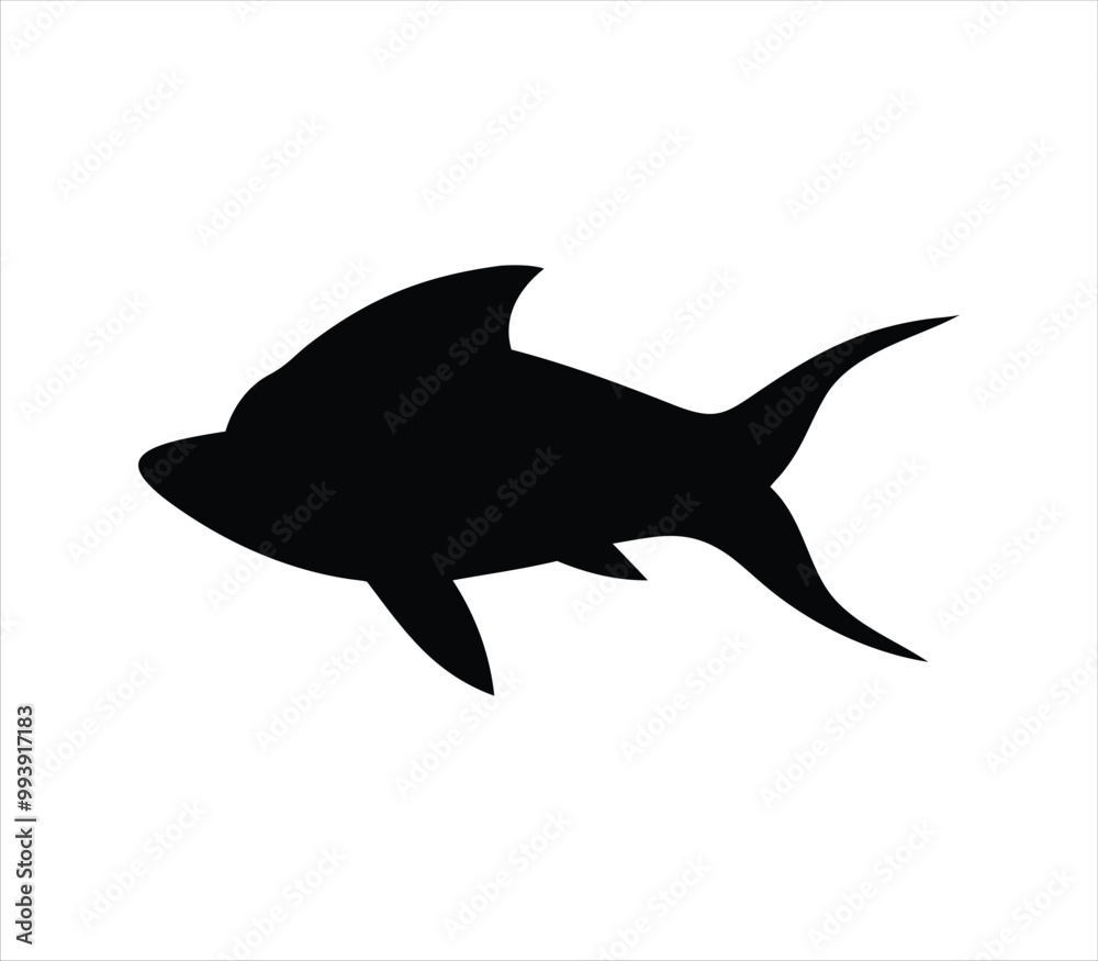 Obraz premium Fish Silhouette Vector Isolated On White Background