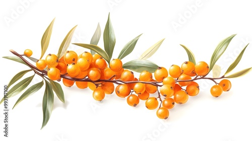 sea buckthorn isolated on white background
 photo