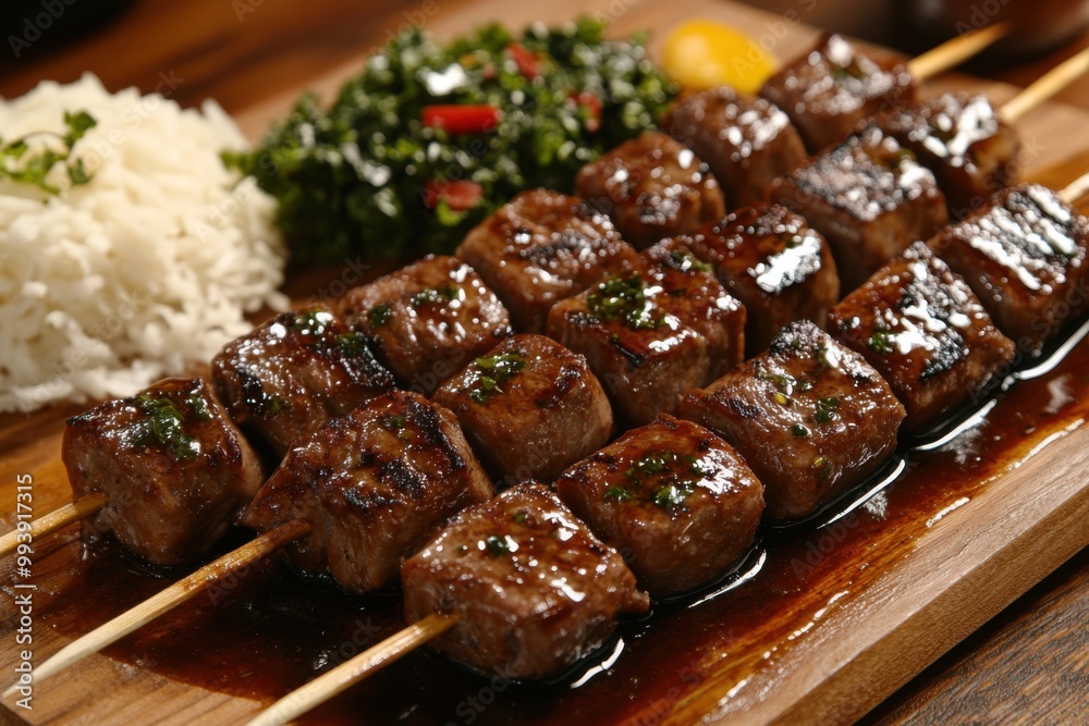 Front view of Ciger Sis with Turkish liver kebap, featuring skewered and grilled liver pieces Front view of Ciger Sis with Turkish liver kebap, featuring skewered and grilled liver pieces