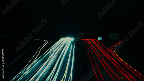Late-night high-speed highway