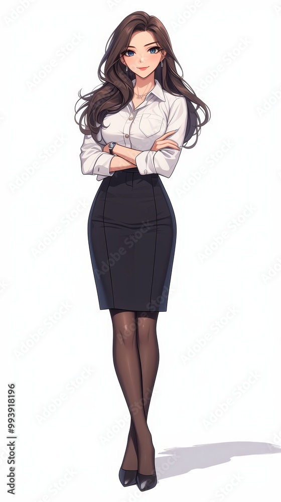 Fototapeta premium Confident Anime Woman in Stylish Outfit