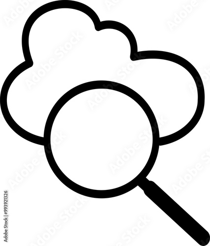Cloud search icon. Magnifier and cloud computing vector icon. Replaceable vector design.