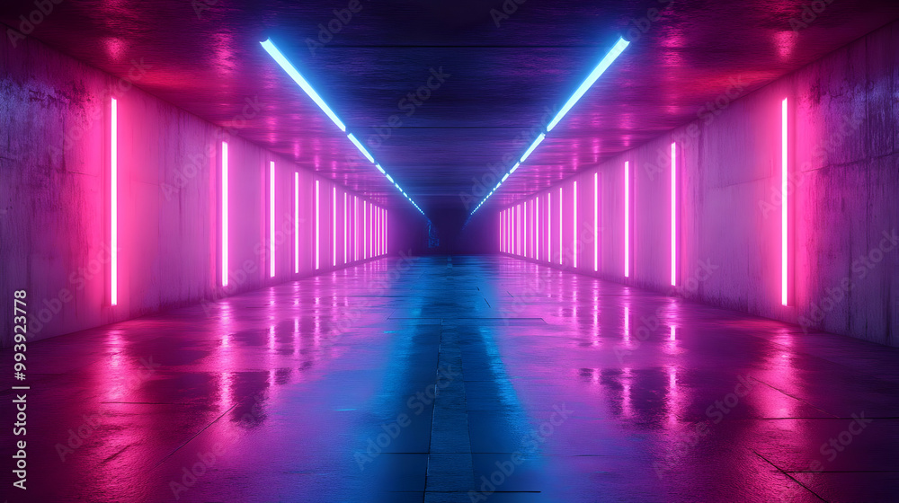 3D Neon Lights Tunnel Background 3D Neon Lights Tunnel Background