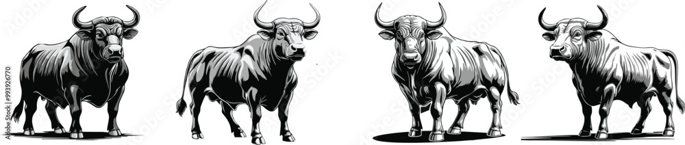 set of cow vector illustration logo design set of cow vector illustration logo design