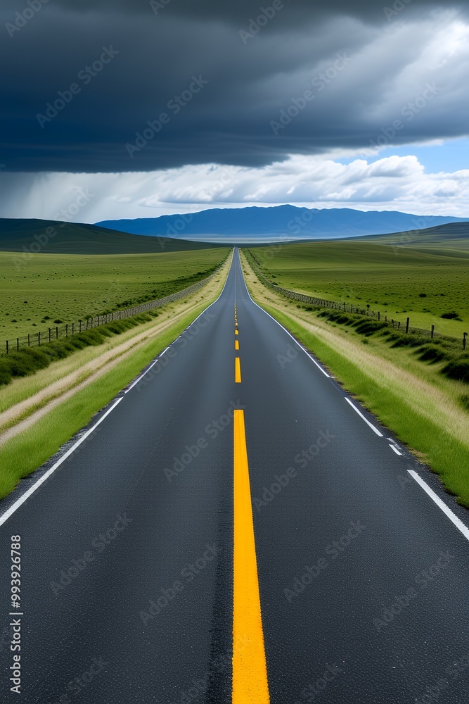 Fototapeta premium Open Road Under a Dramatic Sky