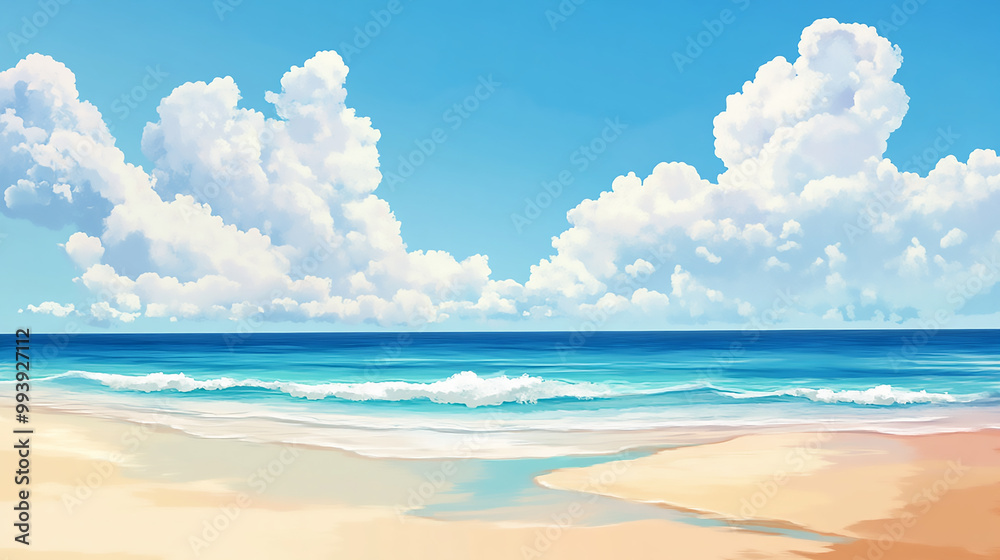 A seascape with a wide horizon expanse of the sky meeting A seascape with a wide horizon expanse of the sky meeting