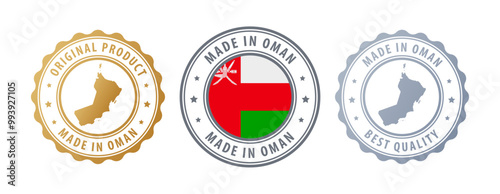 Oman - set of stamps with map and flag. Best quality. Original product. Vector illustration