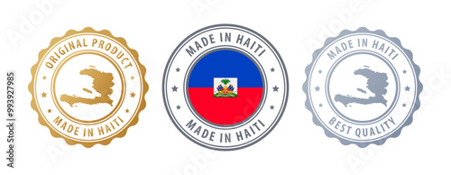 Haiti - set of stamps with map and flag. Best quality. Original product. Vector illustration