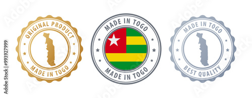 Togo - set of stamps with map and flag. Best quality. Original product. Vector illustration