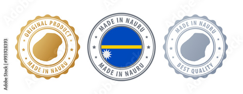 Nauru - set of stamps with map and flag. Best quality. Original product. Vector illustration