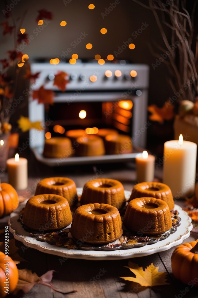 Homemade halloween pumpkin cakes fresh from the oven Homemade halloween pumpkin cakes fresh from the oven
