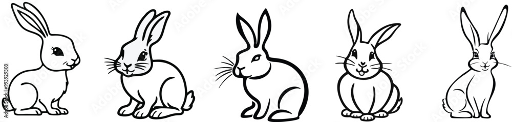 set of rabbit vector illustration logo design set of rabbit vector illustration logo design